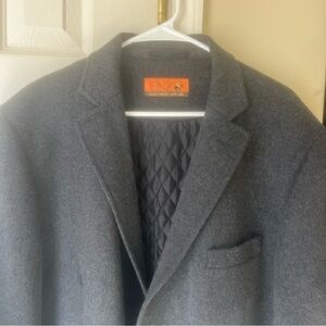 Enzo Tovare Gray Knit Coat Jacket 3/4 length Lightweight Cashmere Wool Size 48